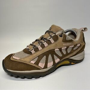 Merrell Womens Siren Ventilator Low Hiking Shoes in Elephant/Pink 8.5